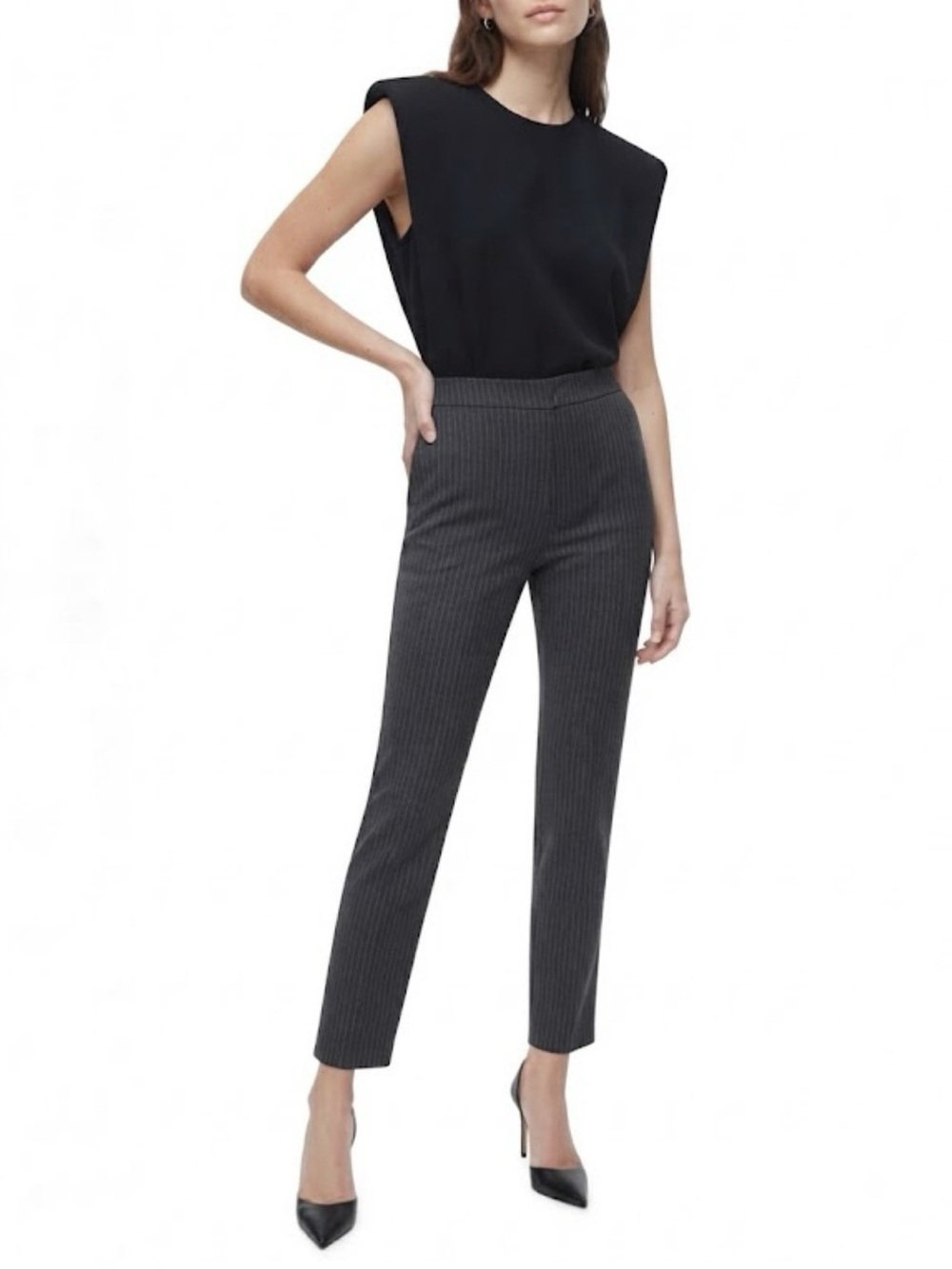 St. John Knit Emma Pants Charcoal Wool Silk Trousers